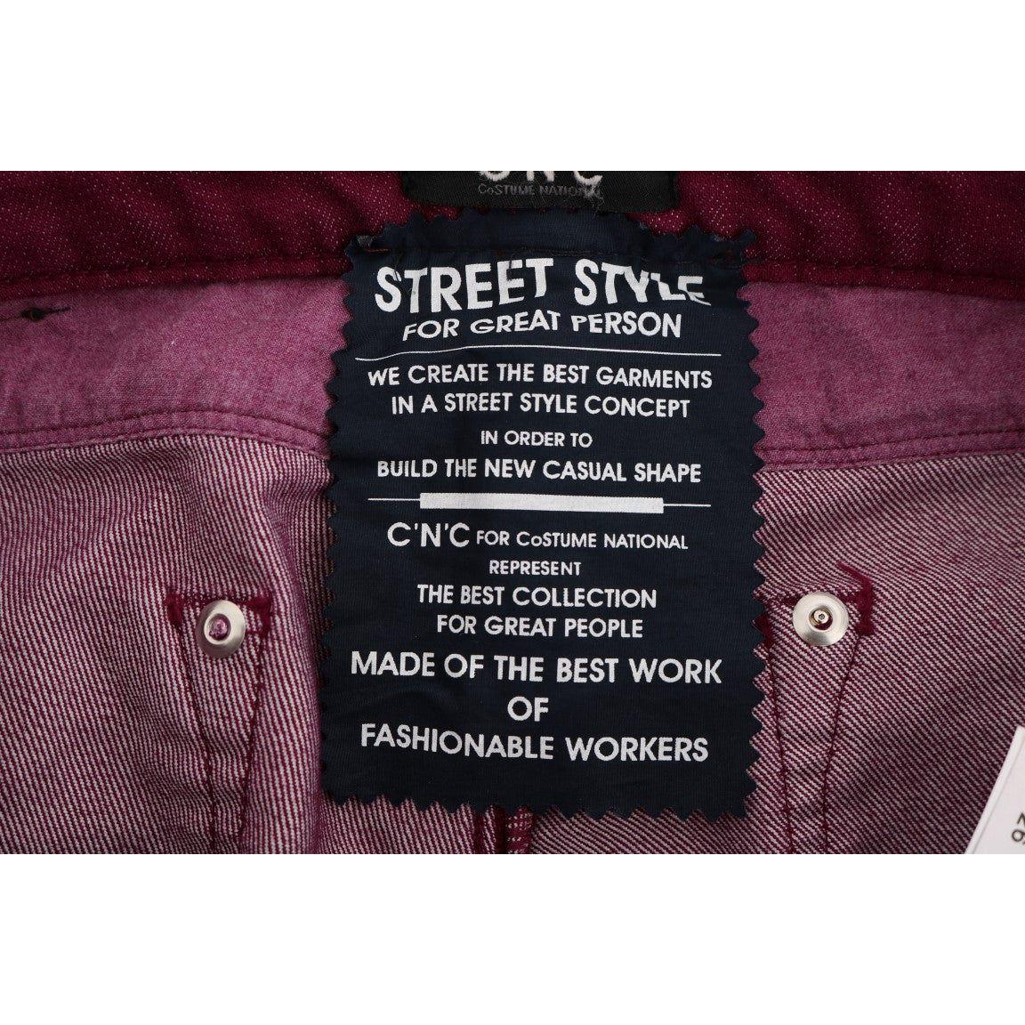 Costume National Red Wash Cotton Stretch Denim Jeans SIG30126-1