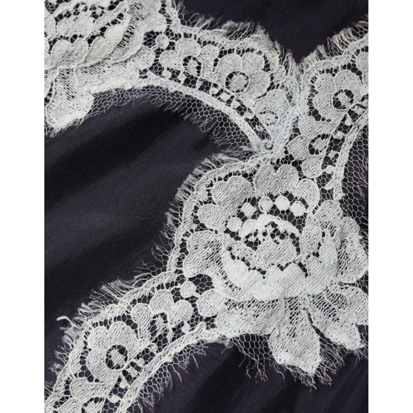Dolce & Gabbana Blue Floral Lace Silk Sleeveless Tank Top Dolce & Gabbana Light Gray