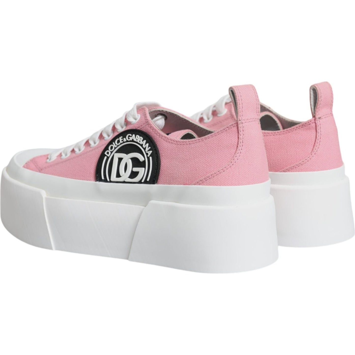 Dolce & Gabbana Pink White Canvas Logo Low Top Sneakers Shoes LA12018-39