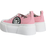 Dolce & Gabbana Pink White Canvas Logo Low Top Sneakers Shoes LA12018-39
