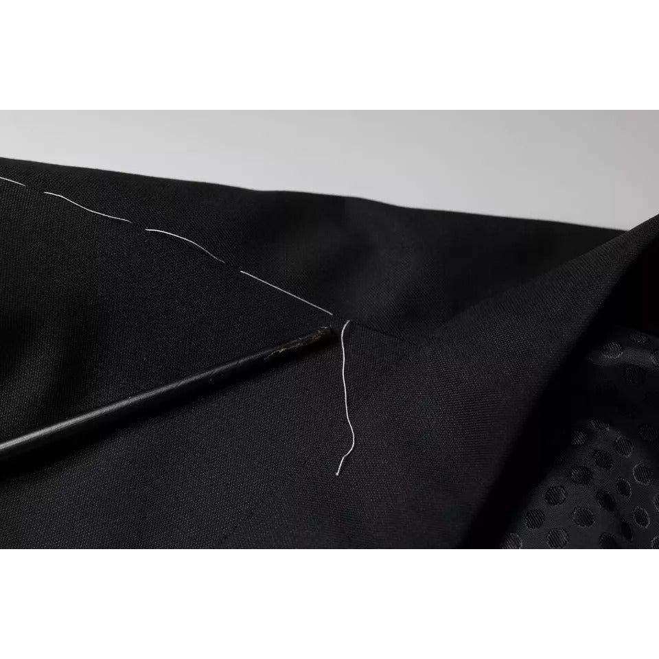 Dolce & Gabbana Black Wool Single Breasted Men Coat Blazer Dolce & Gabbana Gray