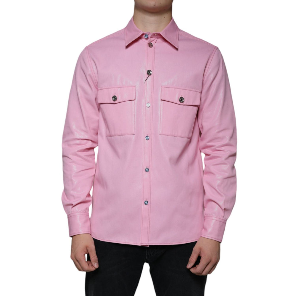 Dolce & Gabbana Pink Cotton Collared Button Down Shirt TSH86585-40