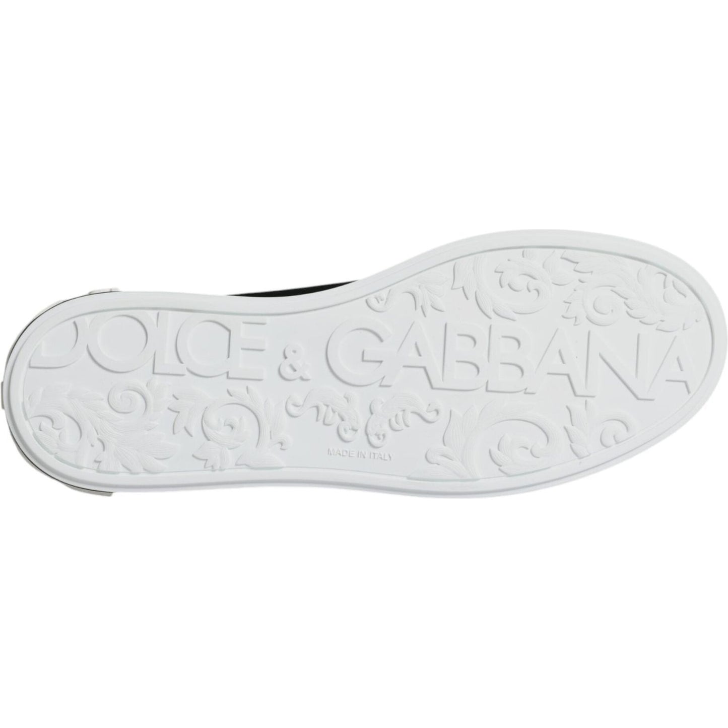 Dolce & Gabbana Black Calf Leather Portofino Sneakers Shoes Dolce & Gabbana Light Gray