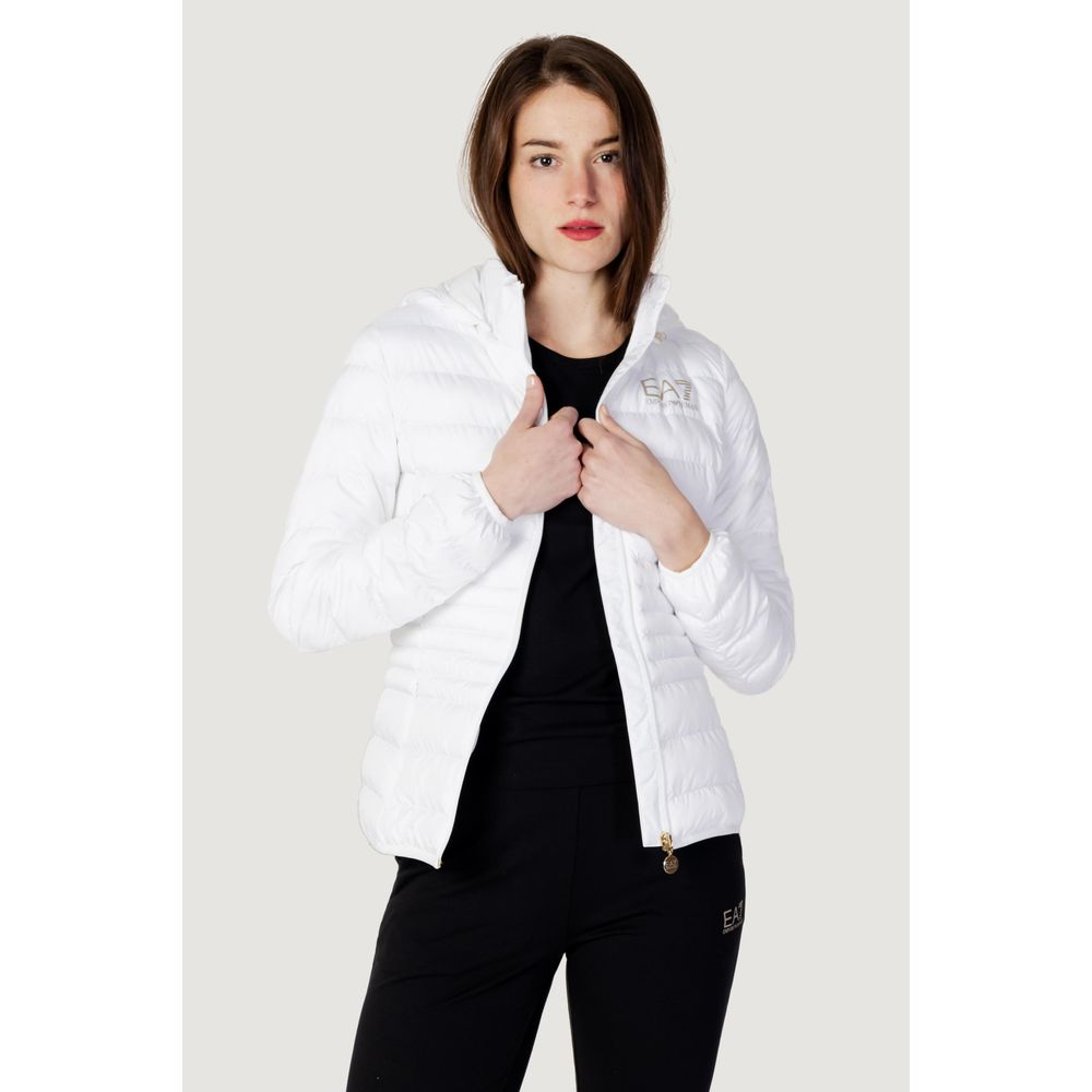 EA7 Emporio Armani White Polyester Jackets & Coat EA7 Emporio Armani Light Gray