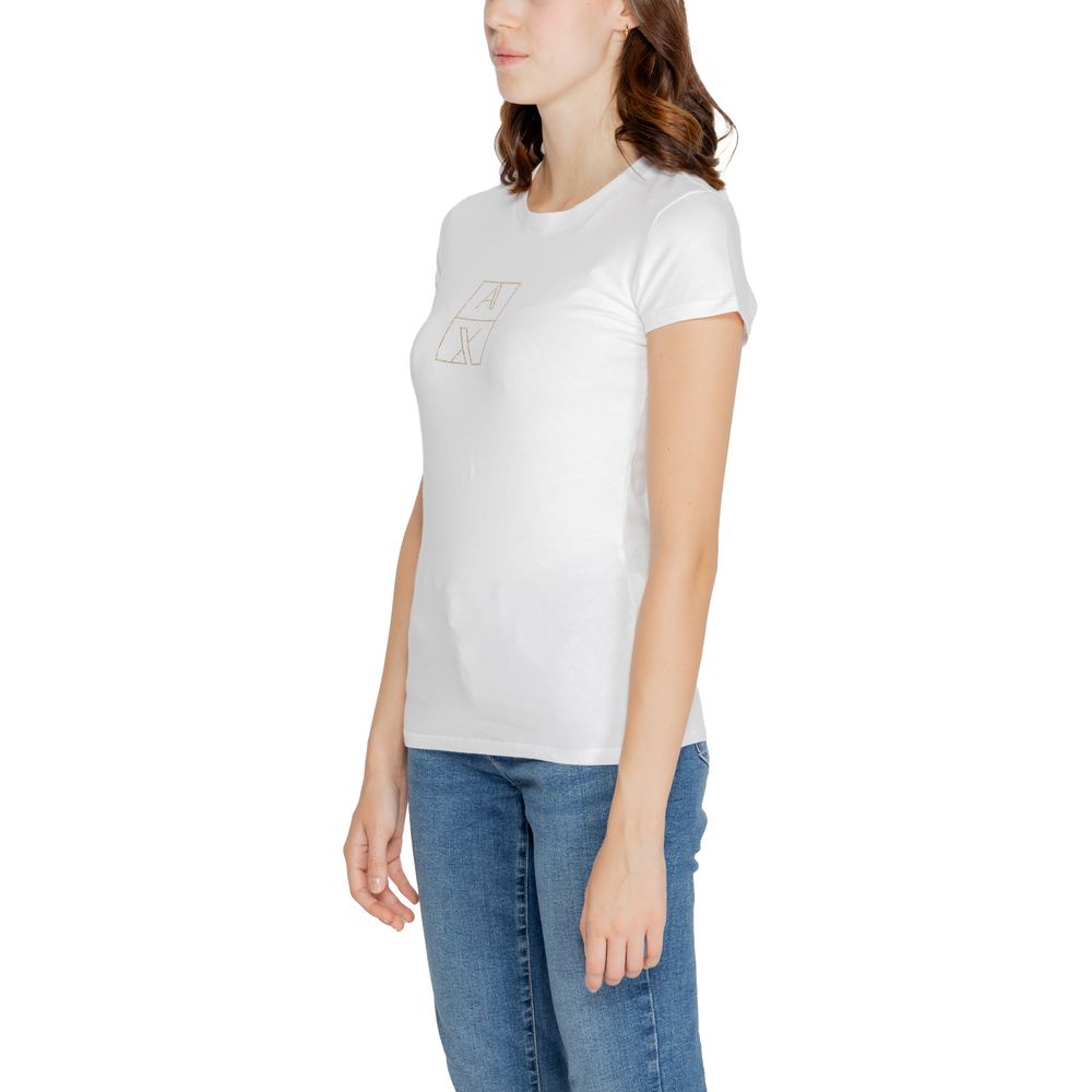 Armani Exchange White Cotton Tops & T-Shirt Armani Exchange Dark Slate Blue