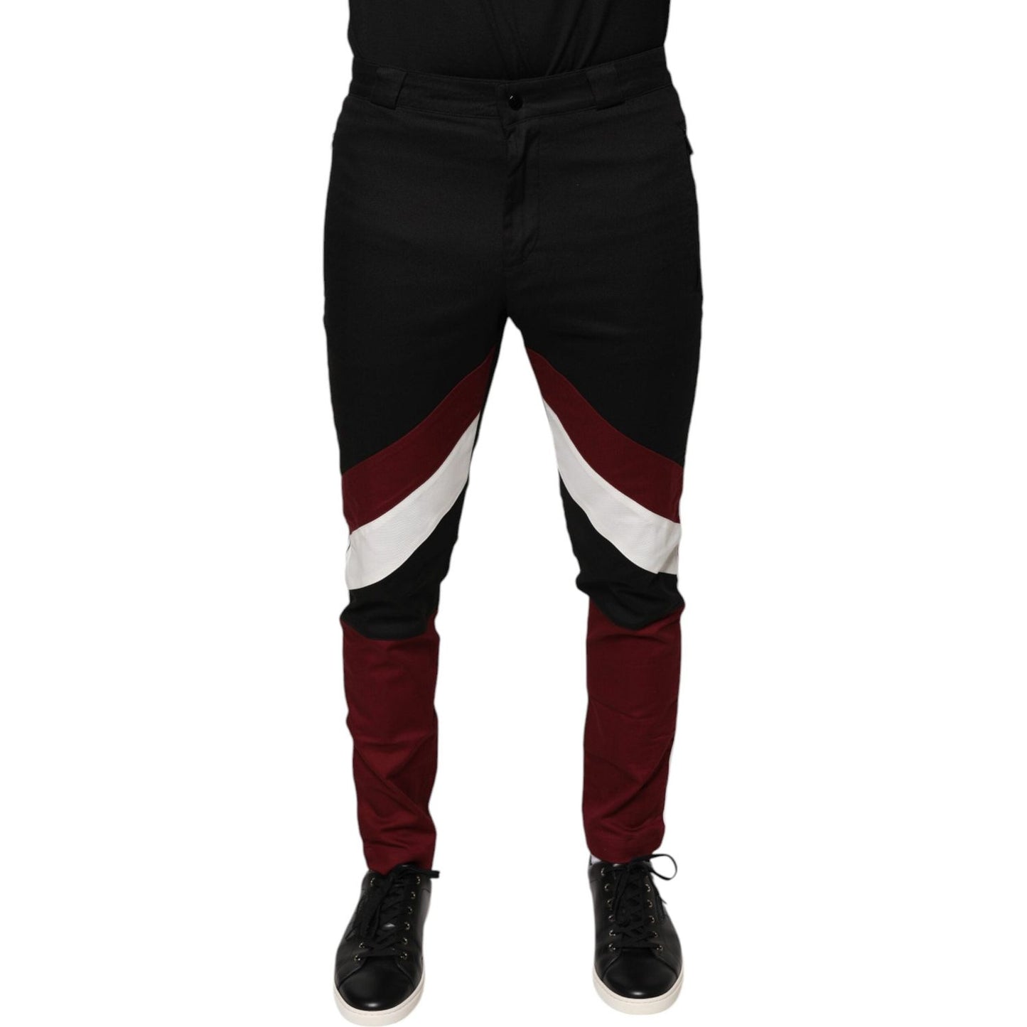 Dolce & Gabbana Multicolor Stripe Skinny Cotton Pants Dolce & Gabbana Black