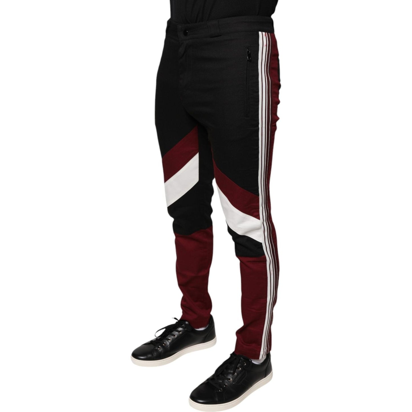 Dolce & Gabbana Multicolor Stripe Skinny Cotton Pants Dolce & Gabbana Black