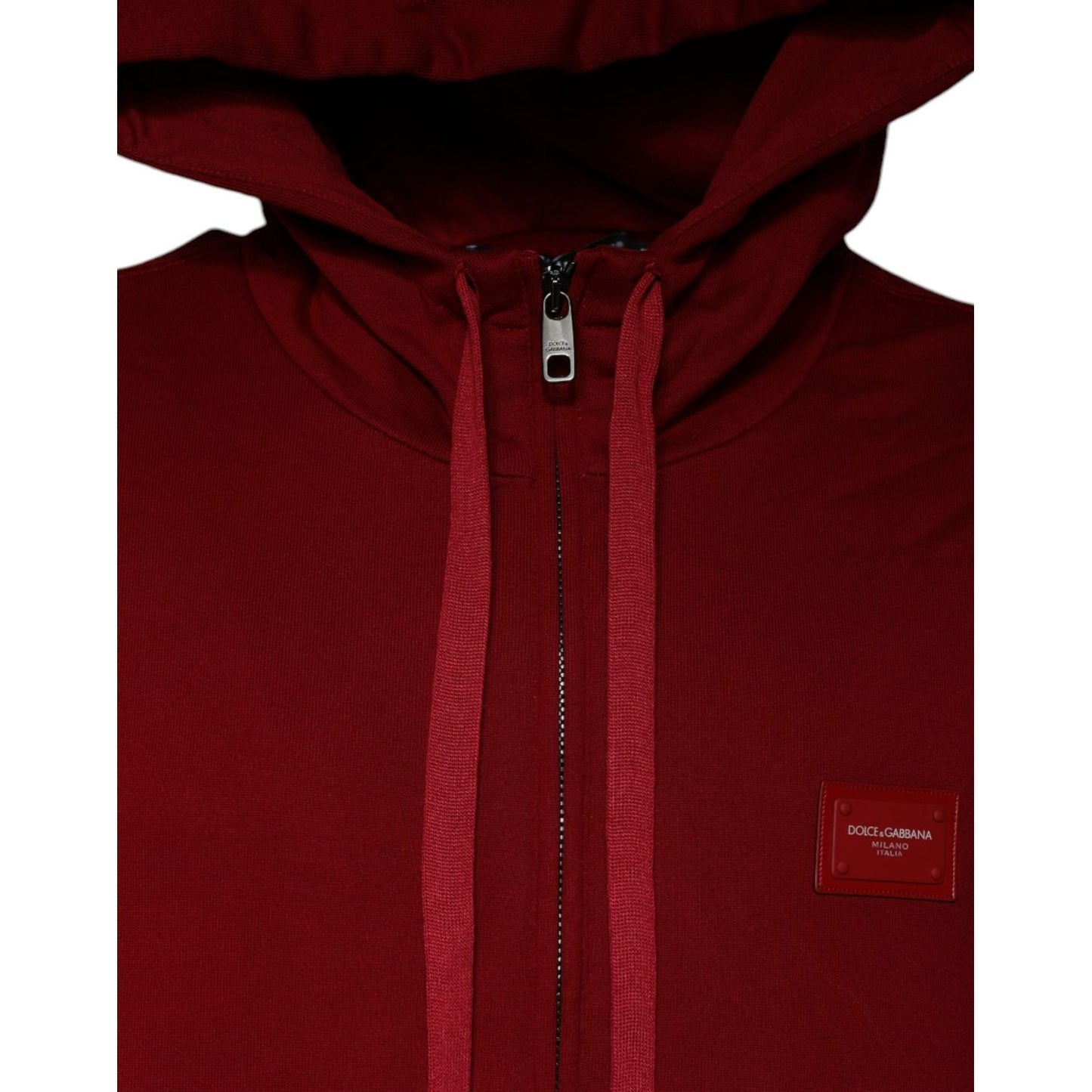 Dolce & Gabbana Red Logo Plaque Hooded Sweatshirt Sweater Dolce & Gabbana Dark Red