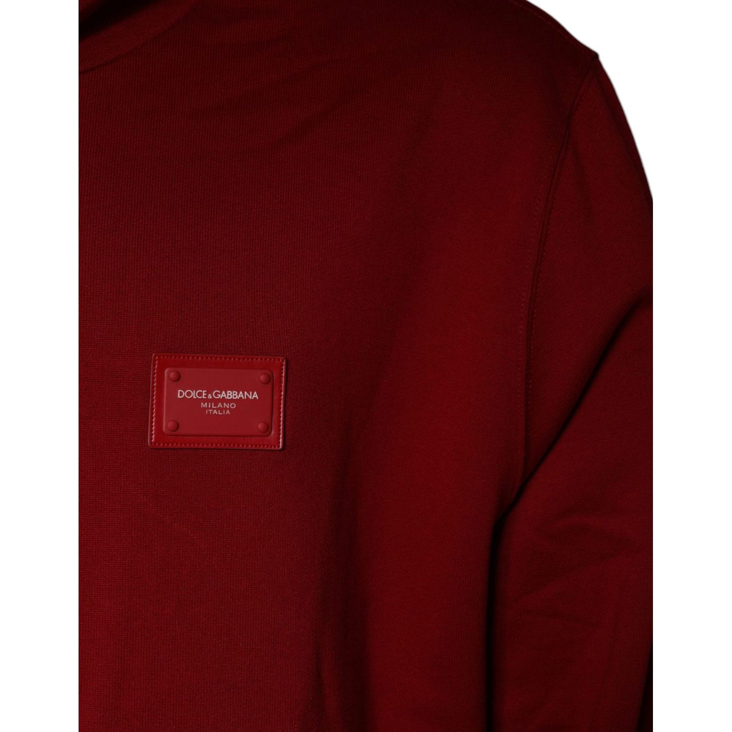 Dolce & Gabbana Red Logo Plaque Hooded Sweatshirt Sweater Dolce & Gabbana Dark Red