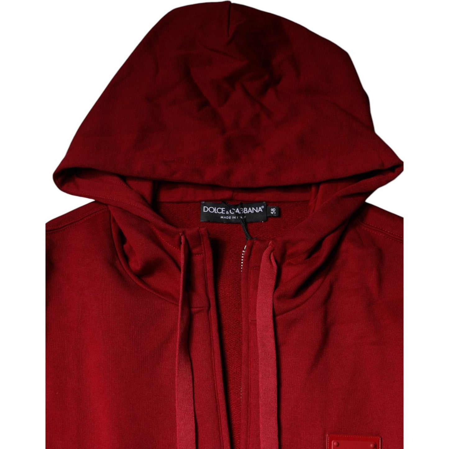 Dolce & Gabbana Red Logo Plaque Hooded Sweatshirt Sweater Dolce & Gabbana Dark Red