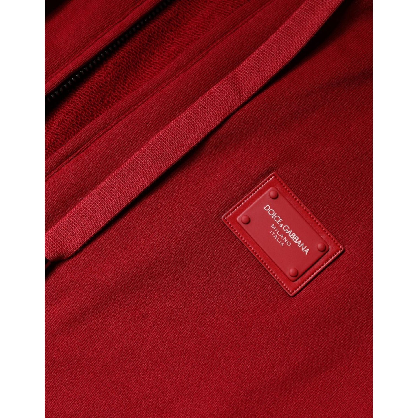 Dolce & Gabbana Red Logo Plaque Hooded Sweatshirt Sweater Dolce & Gabbana Dark Red