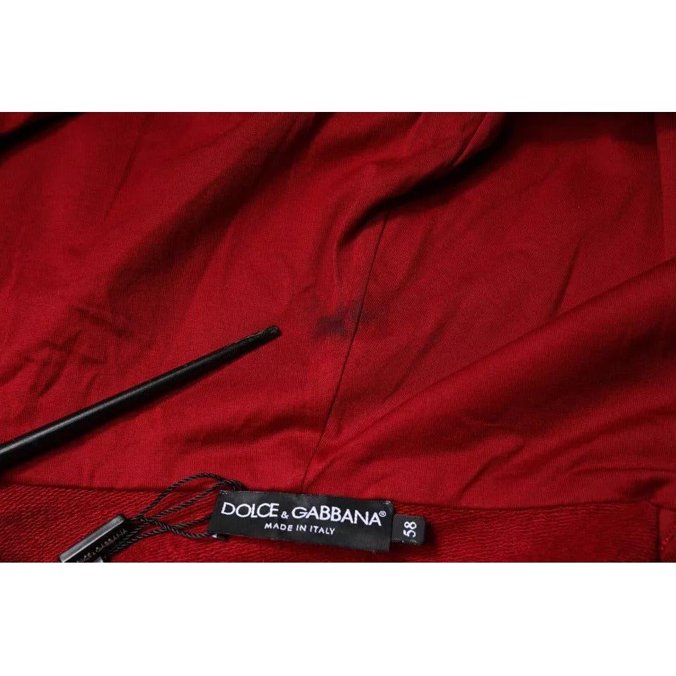 Dolce & Gabbana Red Logo Plaque Hooded Sweatshirt Sweater Dolce & Gabbana Dark Red