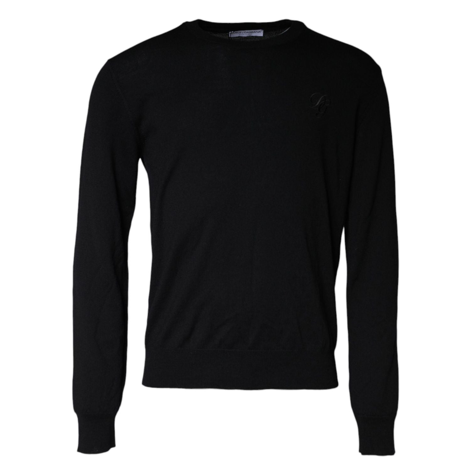 Dolce & Gabbana Black Wool Knit Crew Neck Pullover Sweater