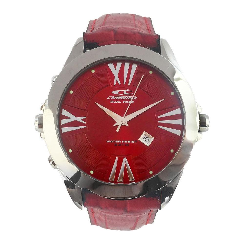 Chronotech Black Leather Dress Watch