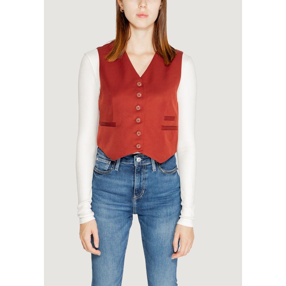 Vero Moda Red Polyester Waistcoat VE-14932700141-IT38|XS