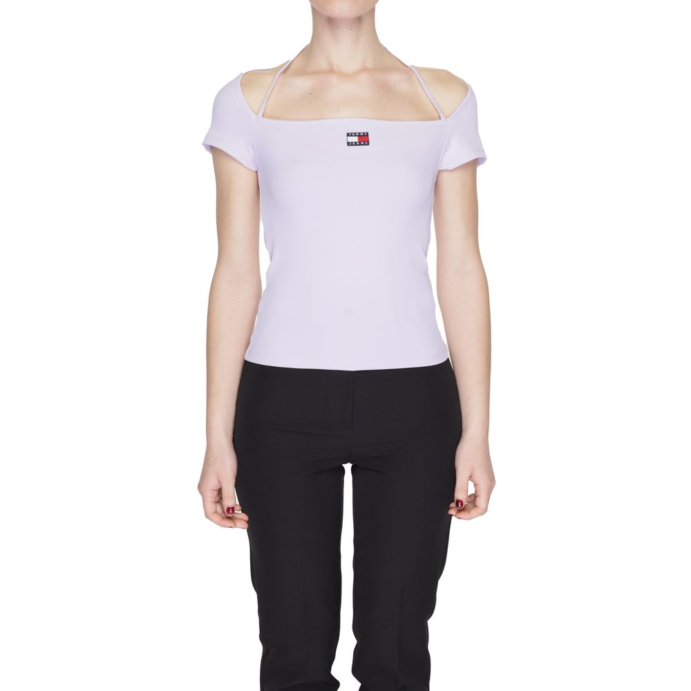 Tommy Hilfiger Jeans Purple Recycled Polyester Tops & T-Shirt Tommy Hilfiger Jeans Light Gray