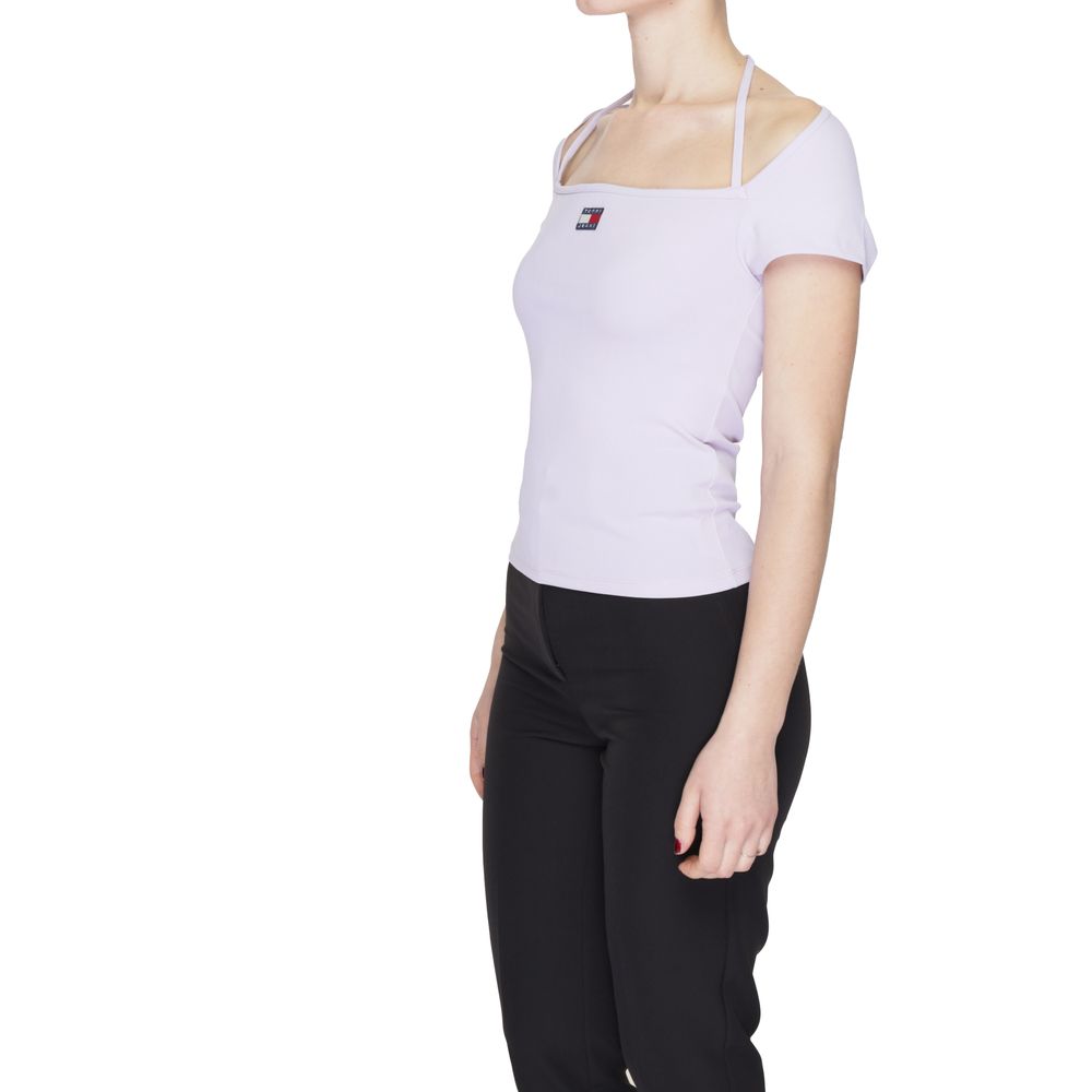 Tommy Hilfiger Jeans Purple Recycled Polyester Tops & T-Shirt Tommy Hilfiger Jeans Light Gray