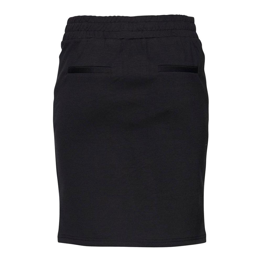 ICHI Black Polyester Miniskirt for Women, Fall/Winter Collection, 74% Polyester, 22% Viscose, 4% Elastane