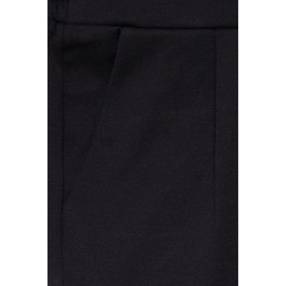 Close-up of ICHI black polyester women's miniskirt, featuring a blend of polyester, viscose, and elastane for the Fall/Winter collection.