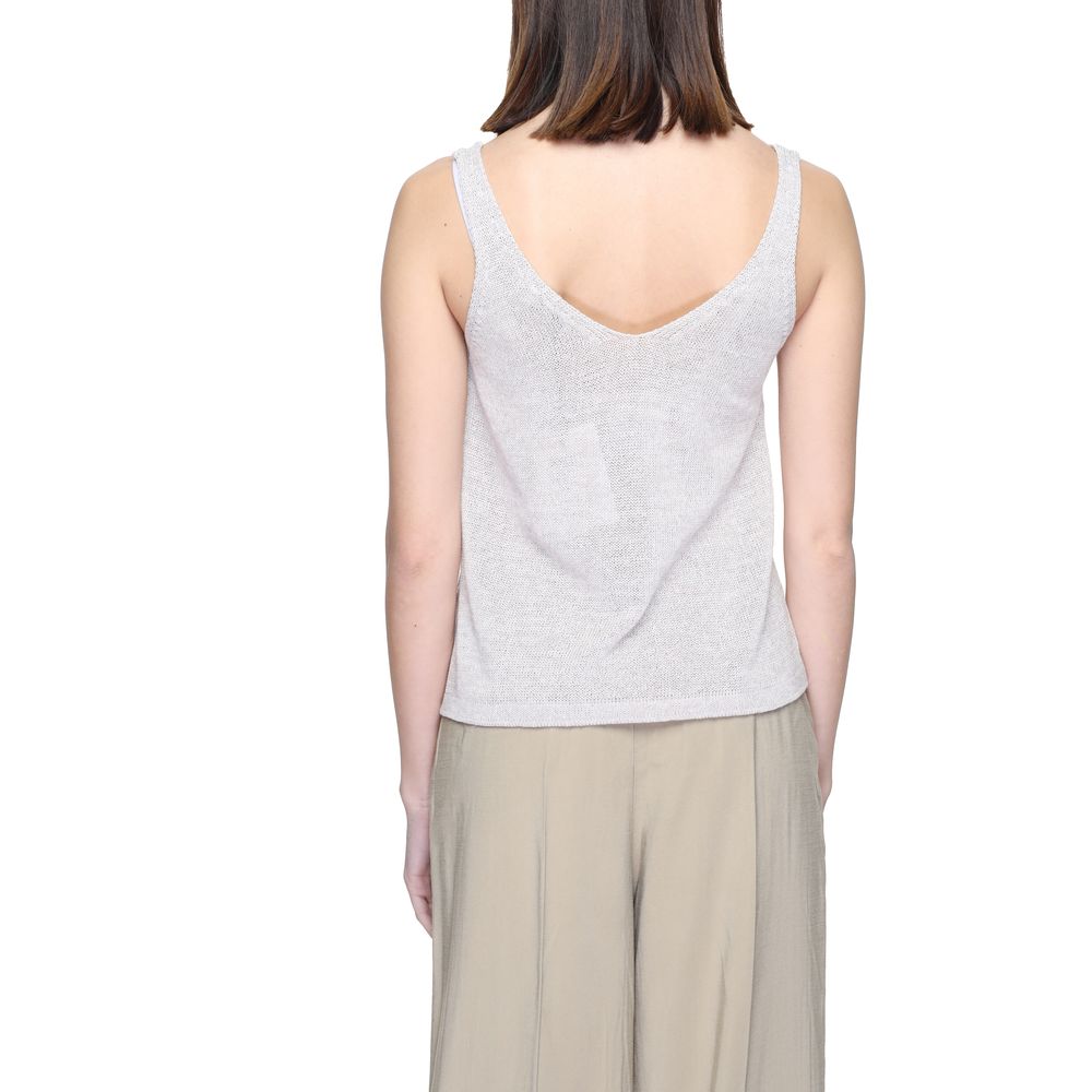 Jacqueline De Yong Beige Recycled Cotton Tops & T-Shirt Jacqueline De Yong Light Gray
