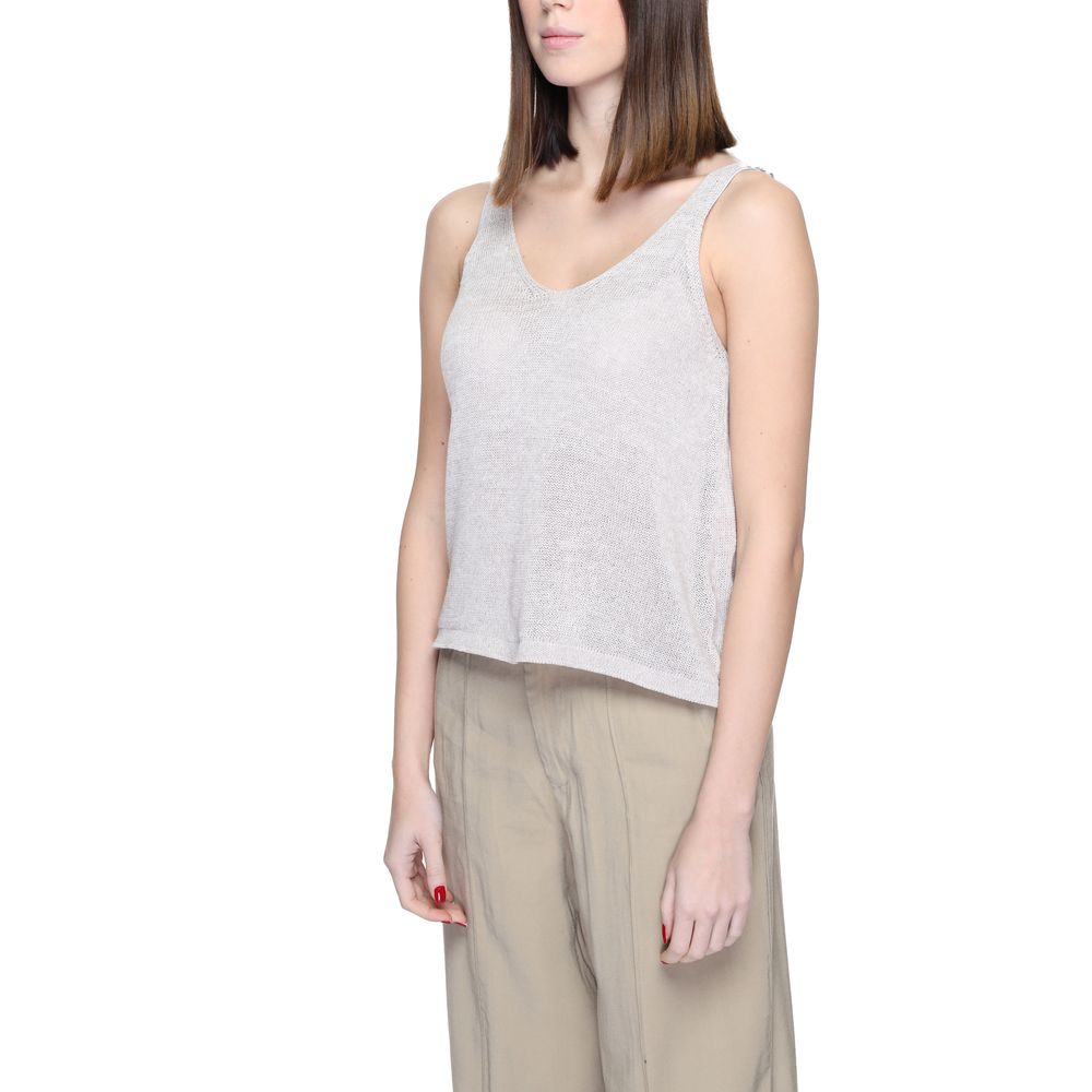 Jacqueline De Yong Beige Recycled Cotton Tops & T-Shirt Jacqueline De Yong Gray