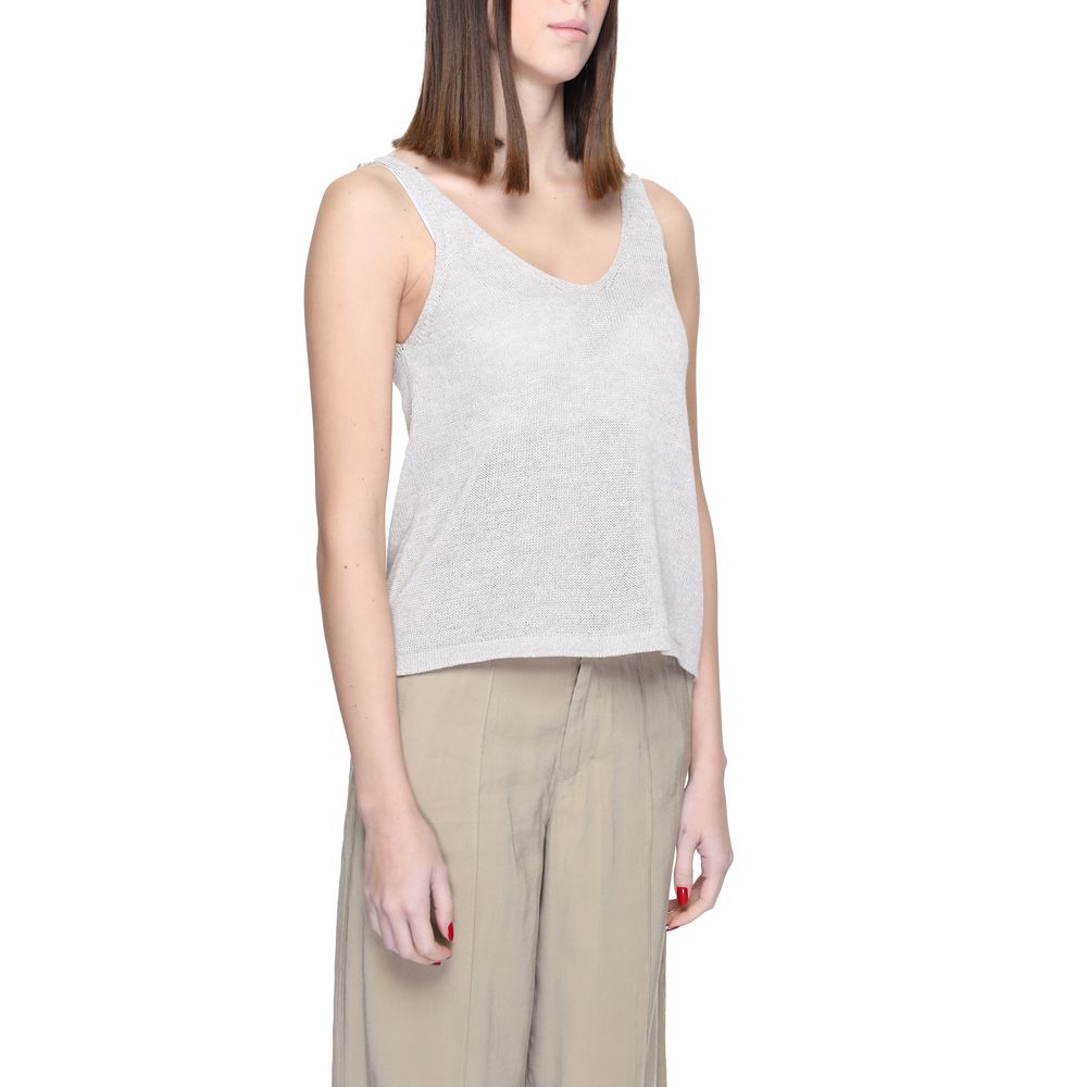 Jacqueline De Yong Beige Recycled Cotton Tops & T-Shirt Jacqueline De Yong Gray