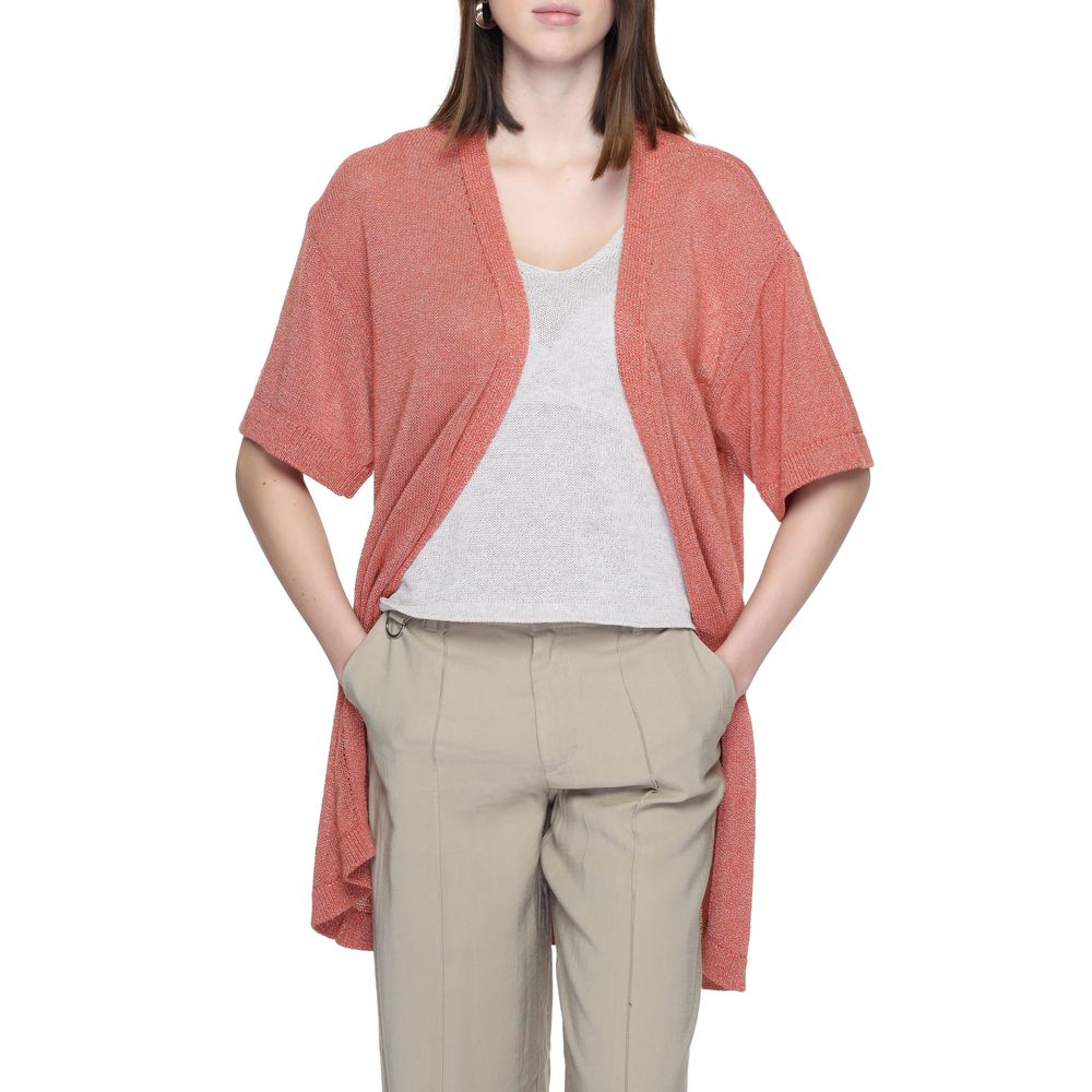 Jacqueline De Yong Red Recycled Cotton Cardigan Jacqueline De Yong Rosy Brown