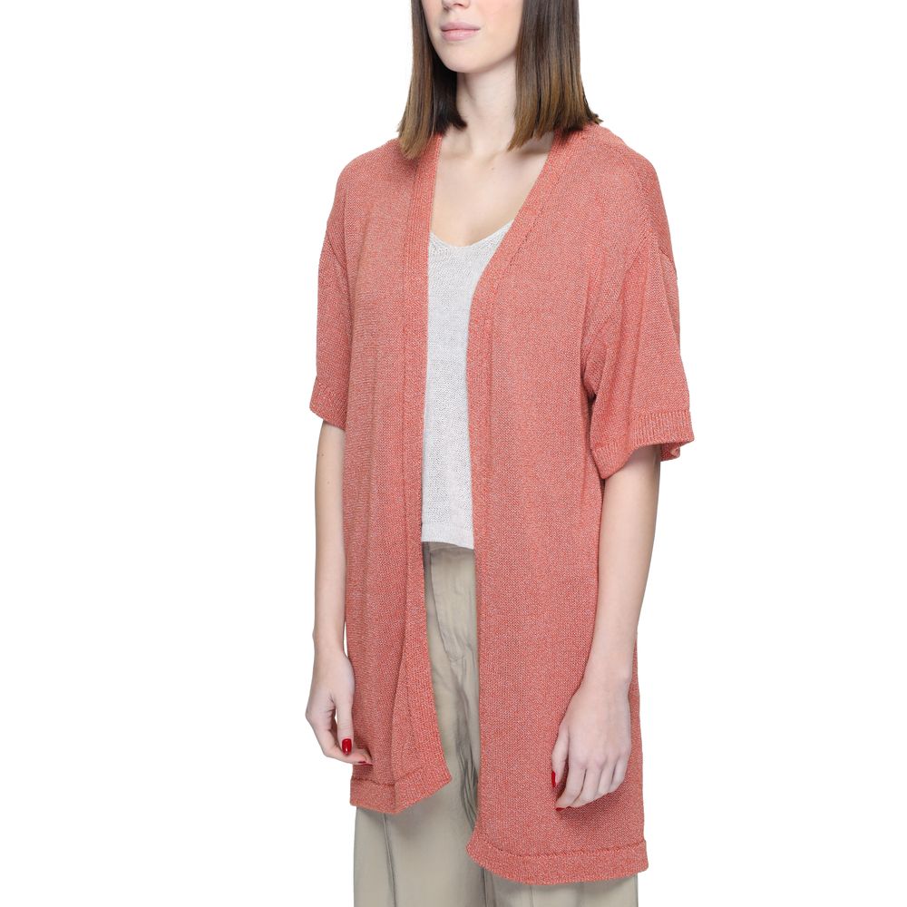 Jacqueline De Yong Red Recycled Cotton Cardigan Jacqueline De Yong Rosy Brown