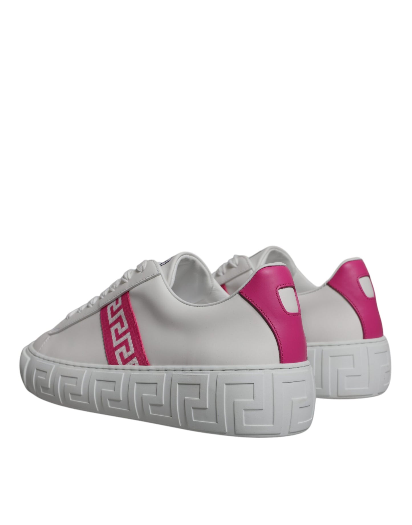 Versace White Pink Greca Print Platform Low Top Sneakers Shoes Versace Dark Gray