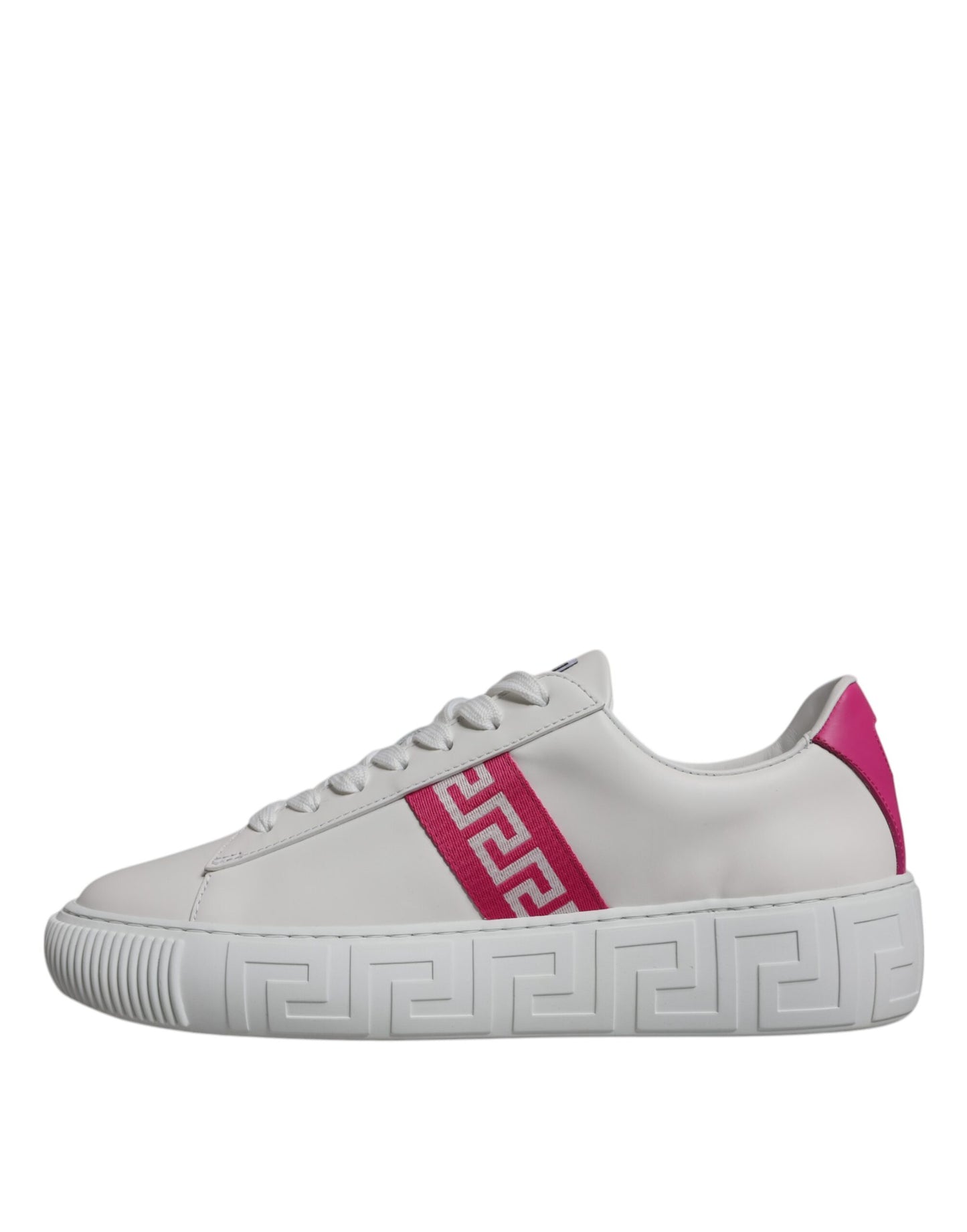 Versace White Pink Greca Print Platform Low Top Sneakers Shoes Versace Gray