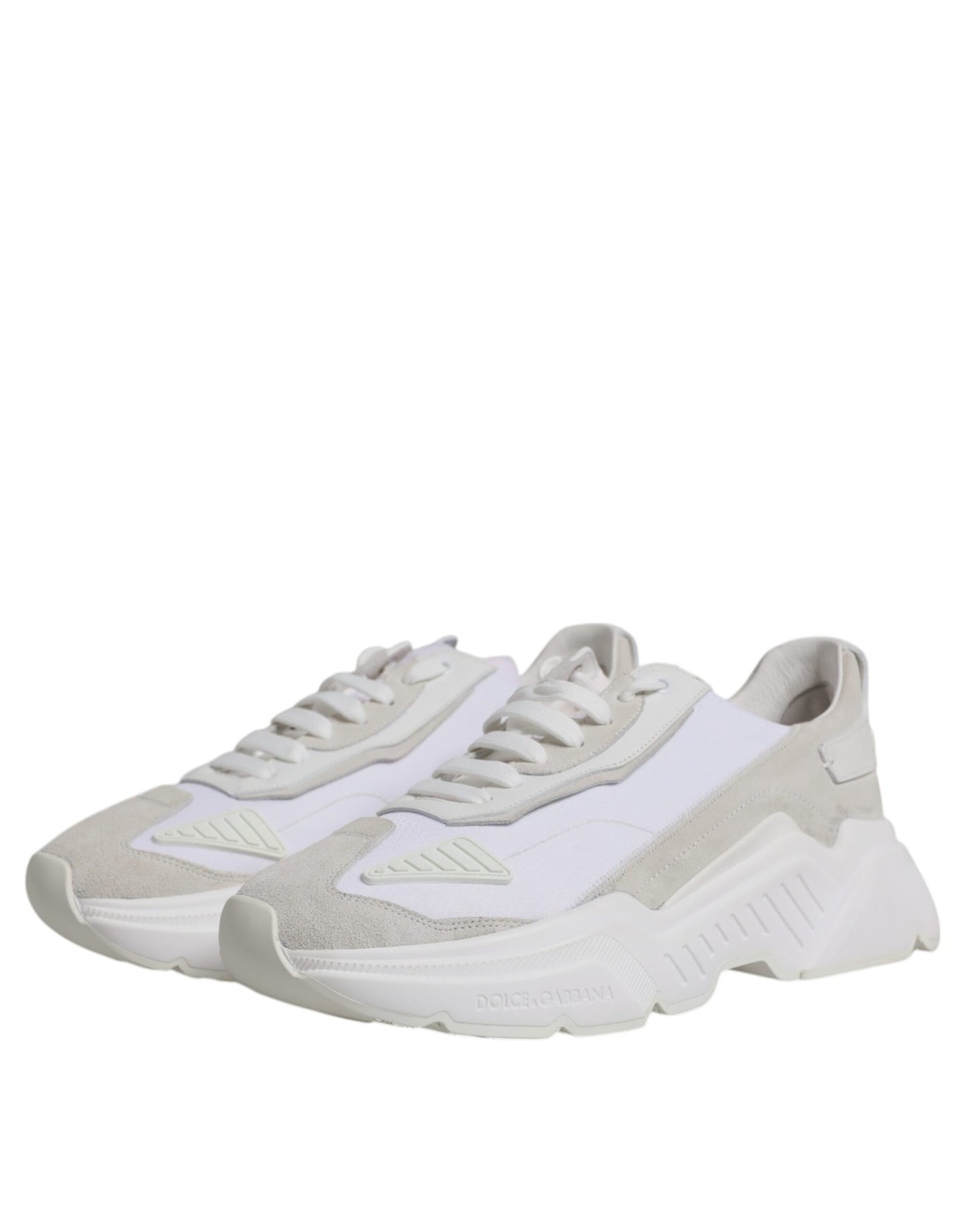 Dolce & Gabbana White Leather Daymaster Low Top Sneaker Shoes Dolce & Gabbana Light Gray