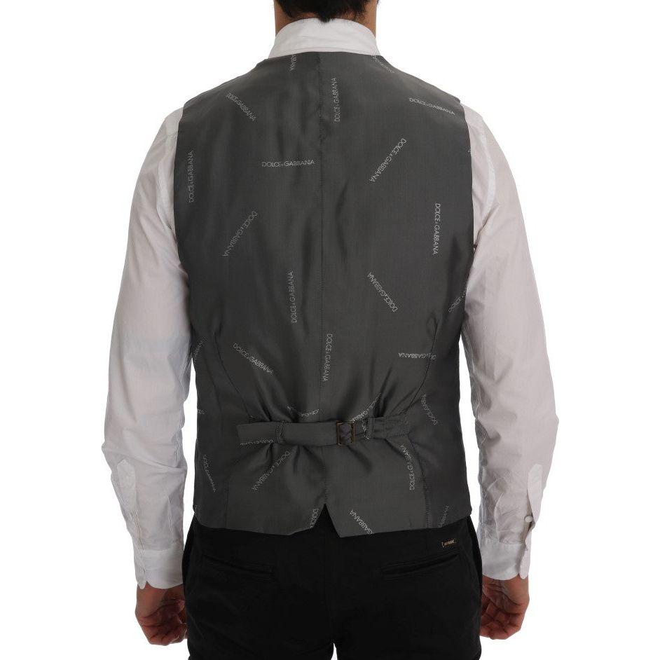 Dolce & Gabbana Sleek Striped Waistcoat Vest Dolce & Gabbana Dark Slate Gray