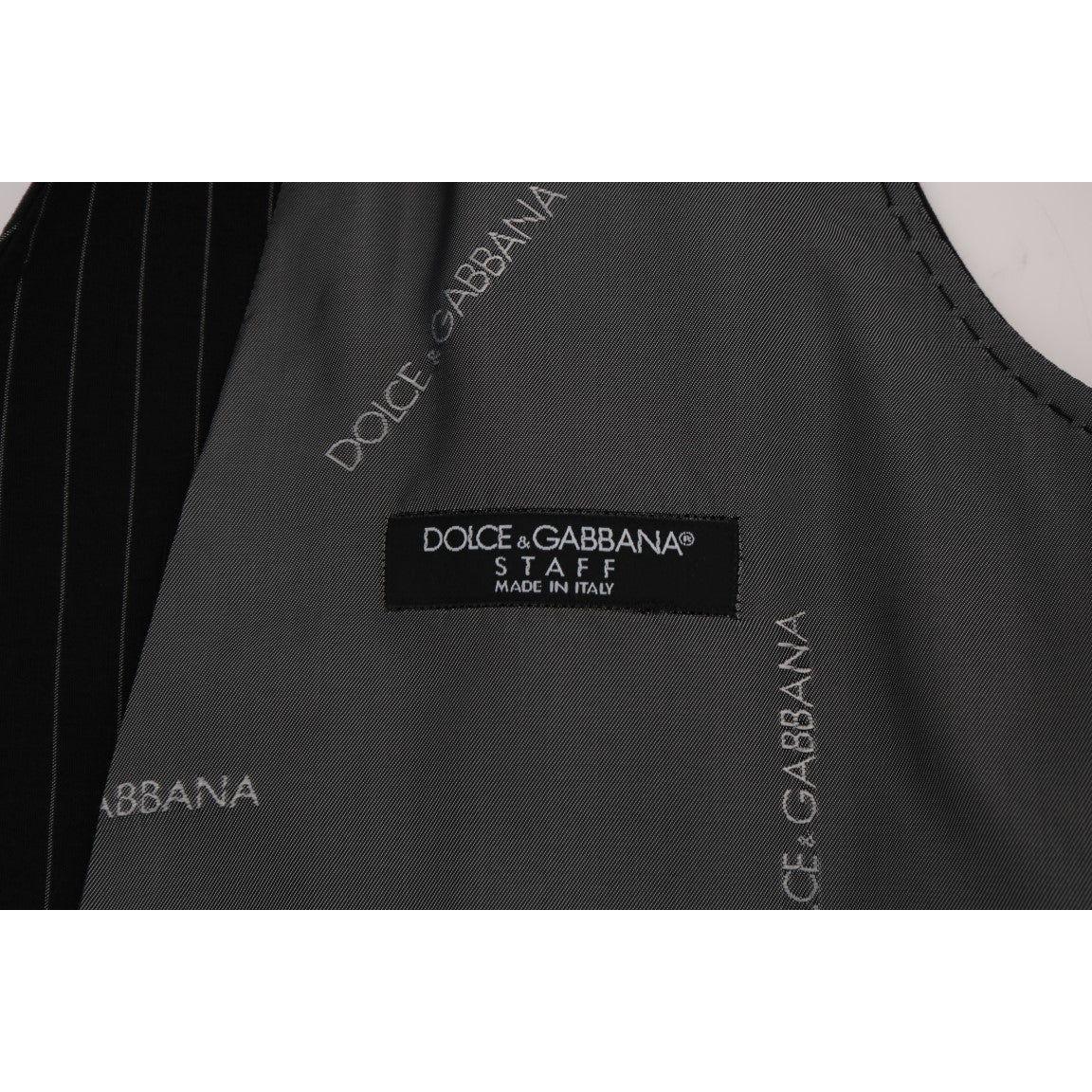 Dolce & Gabbana Sleek Striped Waistcoat Vest Dolce & Gabbana Black