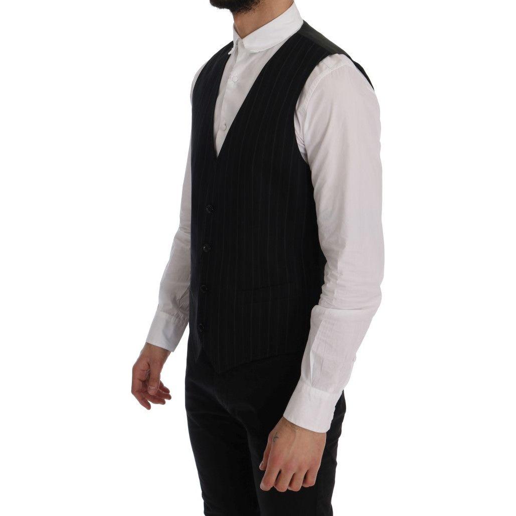 Dolce & Gabbana Elegant Striped Vest Waistcoat Dolce & Gabbana Gray