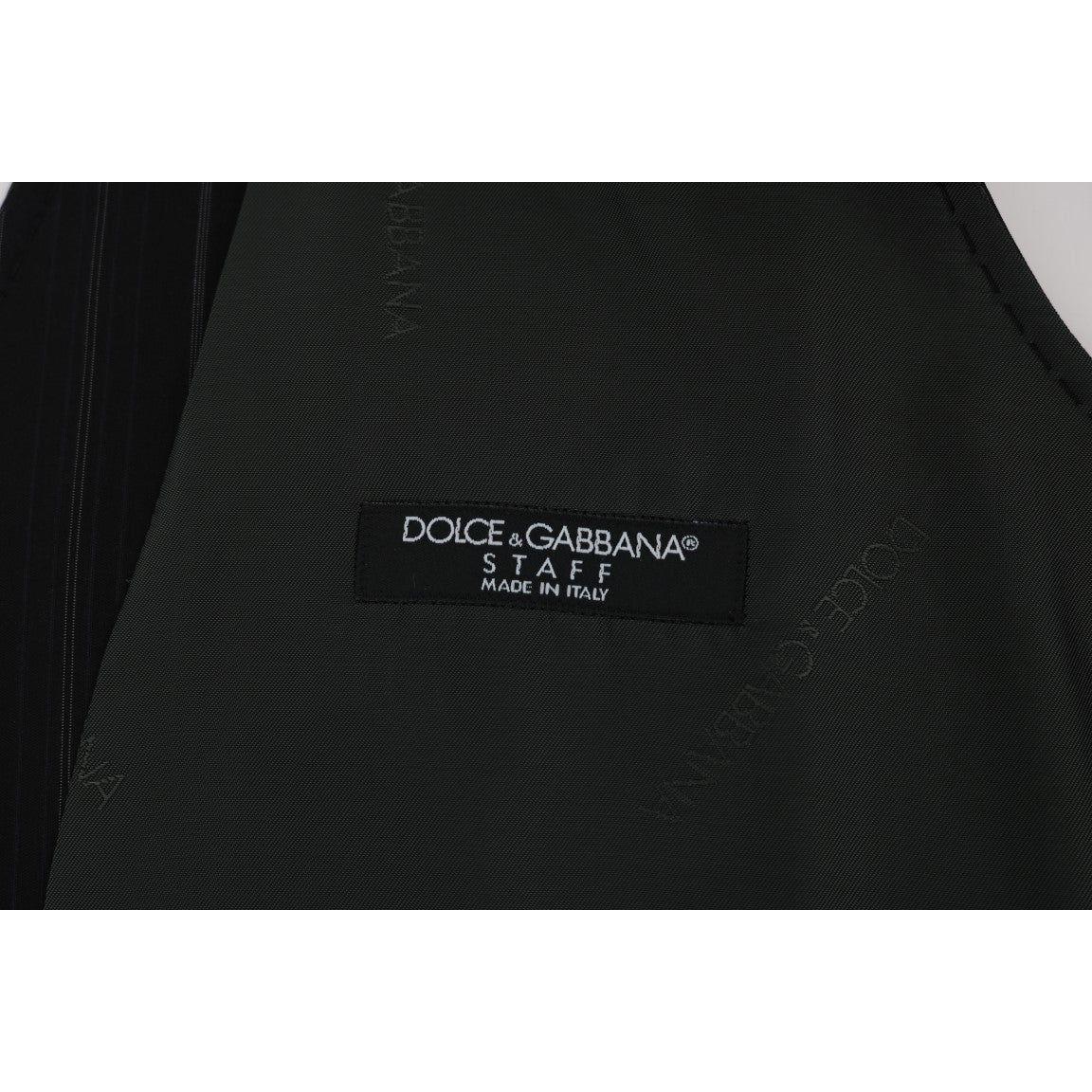 Dolce & Gabbana Elegant Striped Vest Waistcoat Dolce & Gabbana Black