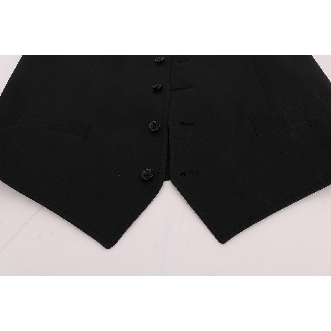 Dolce & Gabbana Sleek Black Single-Breasted Waistcoat Dolce & Gabbana Black