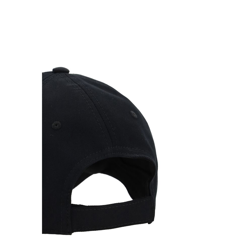 Marni Black Cotton Cap (Baseball Hat) with adjustable back closure, showcasing side view of 100% cotton design, Autumn Winter 25 collection.