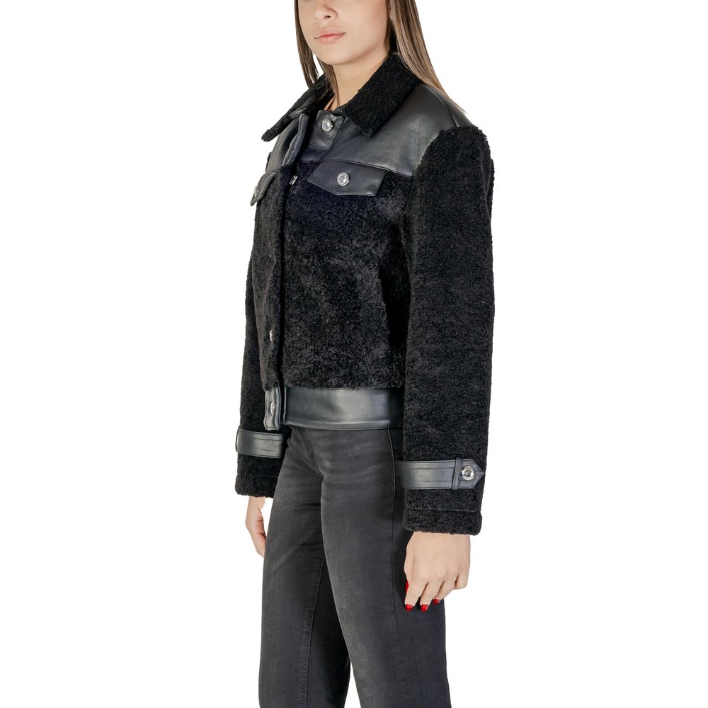 Morgan De Toi Black Polyester Jackets & Coat Morgan De Toi Dark Slate Gray