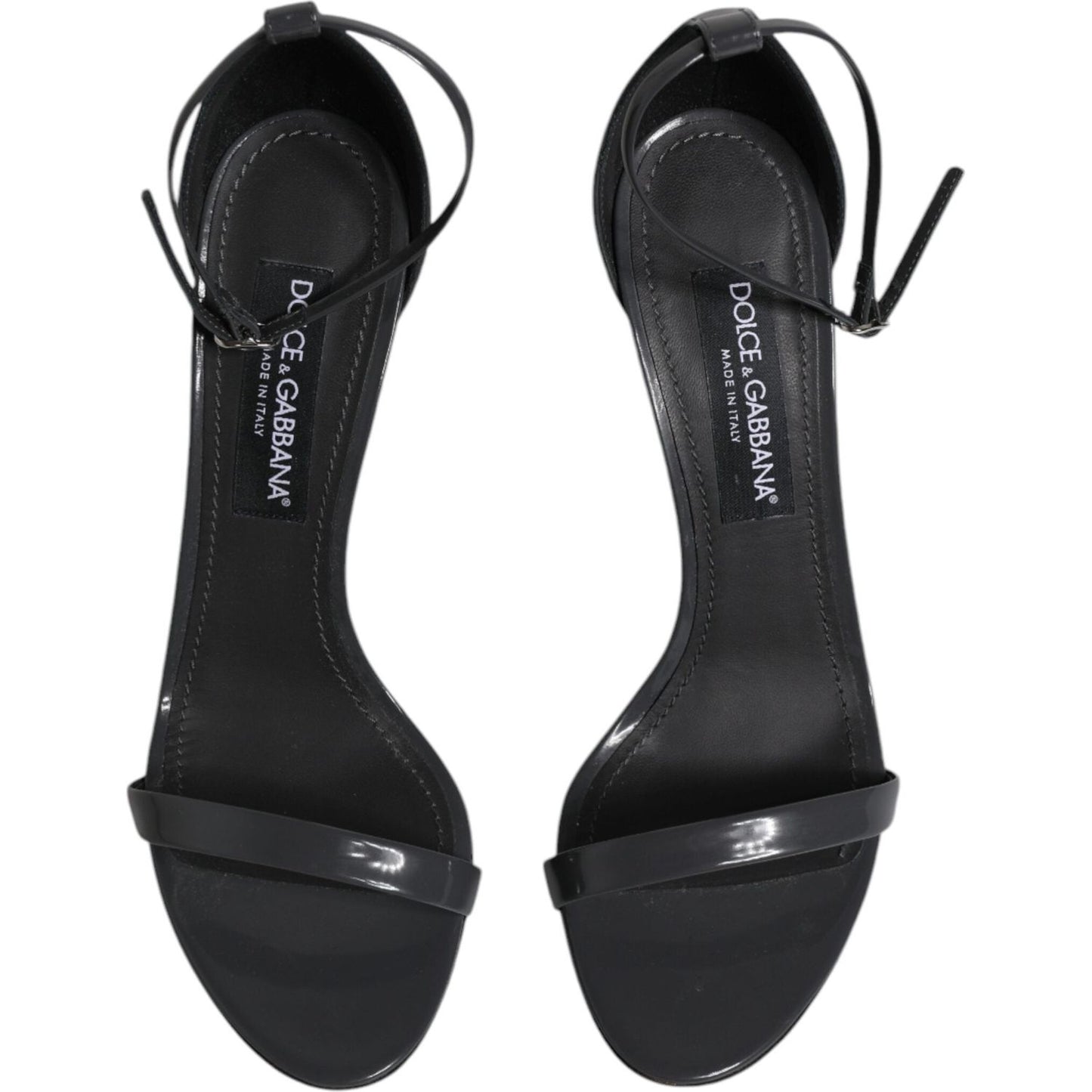 Dolce & Gabbana Grey Leather Ankle Strap Heel Sandals Shoes Dolce & Gabbana Dark Slate Gray