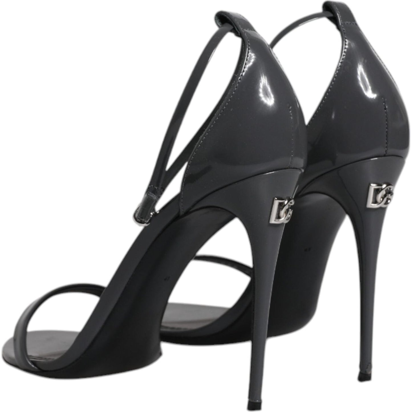 Dolce & Gabbana Grey Leather Ankle Strap Heel Sandals Shoes Dolce & Gabbana Dark Slate Gray