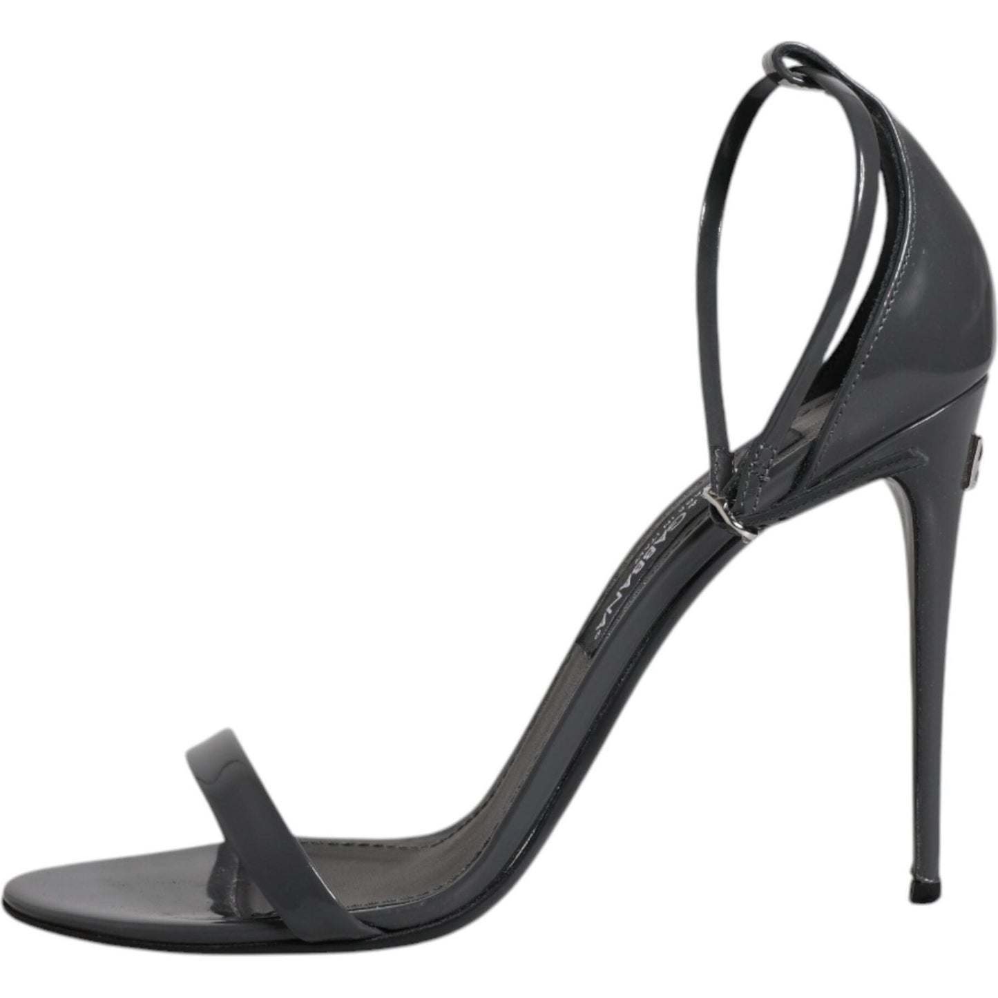 Dolce & Gabbana Grey Leather Ankle Strap Heel Sandals Shoes Dolce & Gabbana Dark Slate Gray