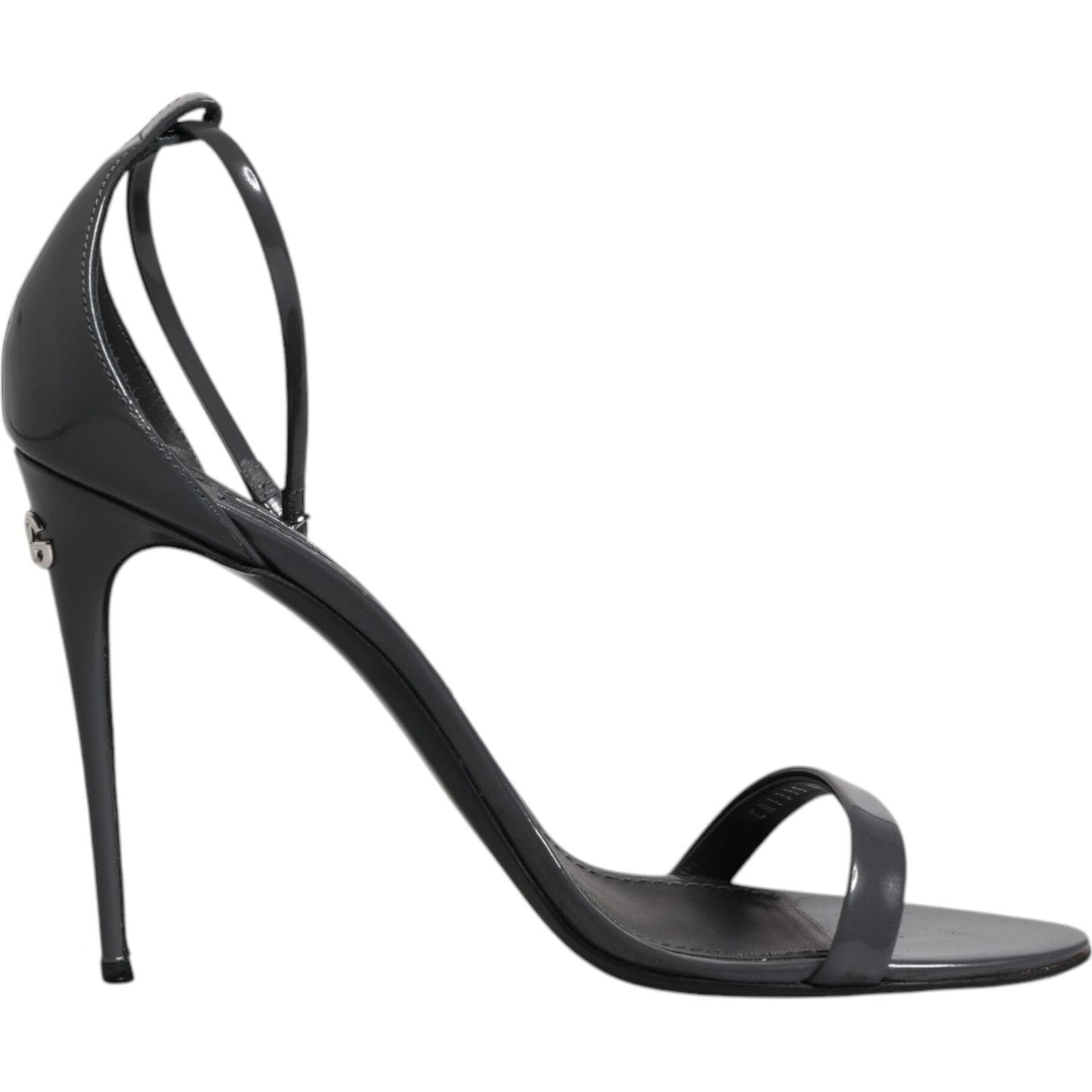 Dolce & Gabbana Grey Leather Ankle Strap Heel Sandals Shoes Dolce & Gabbana Dark Slate Gray