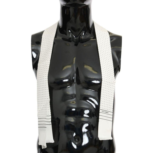 Dolce & Gabbana White Polka Dotted Silk Skinny Scarf Silk Scarf