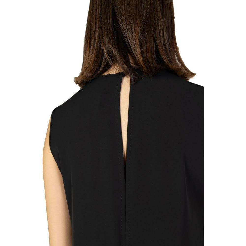 Back view of Sandro Ferrone Women's Black Polyester Jumpsuit, Spring/Summer Collection, elegant and sophisticated design.