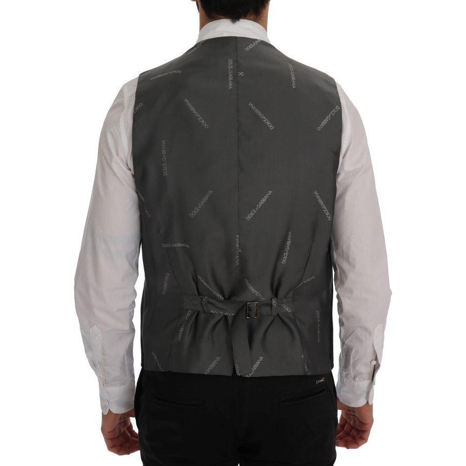 Dolce & Gabbana Elegant Striped Waistcoat Vest Dolce & Gabbana Dark Slate Gray