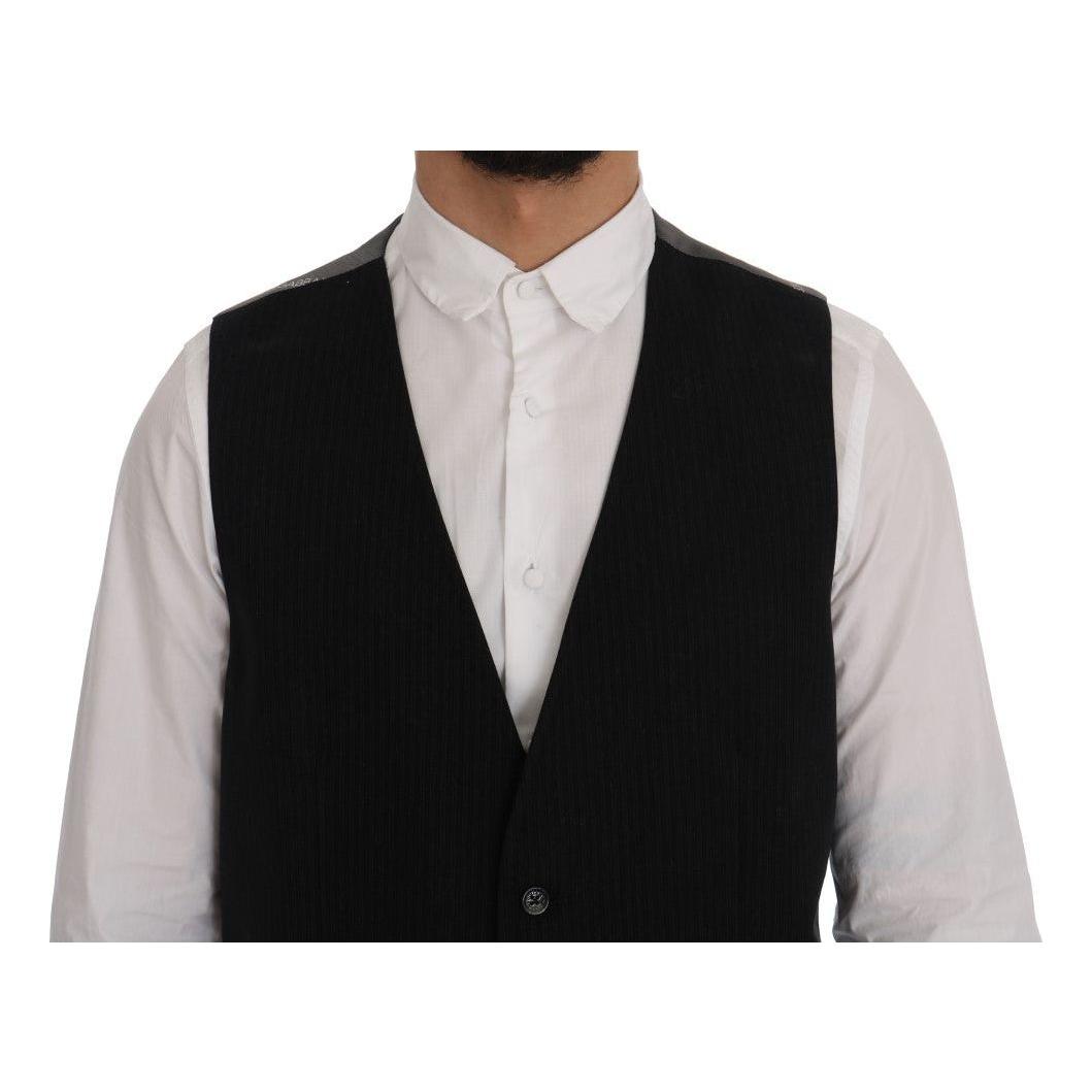 Dolce & Gabbana Elegant Striped Waistcoat Vest Dolce & Gabbana Gray