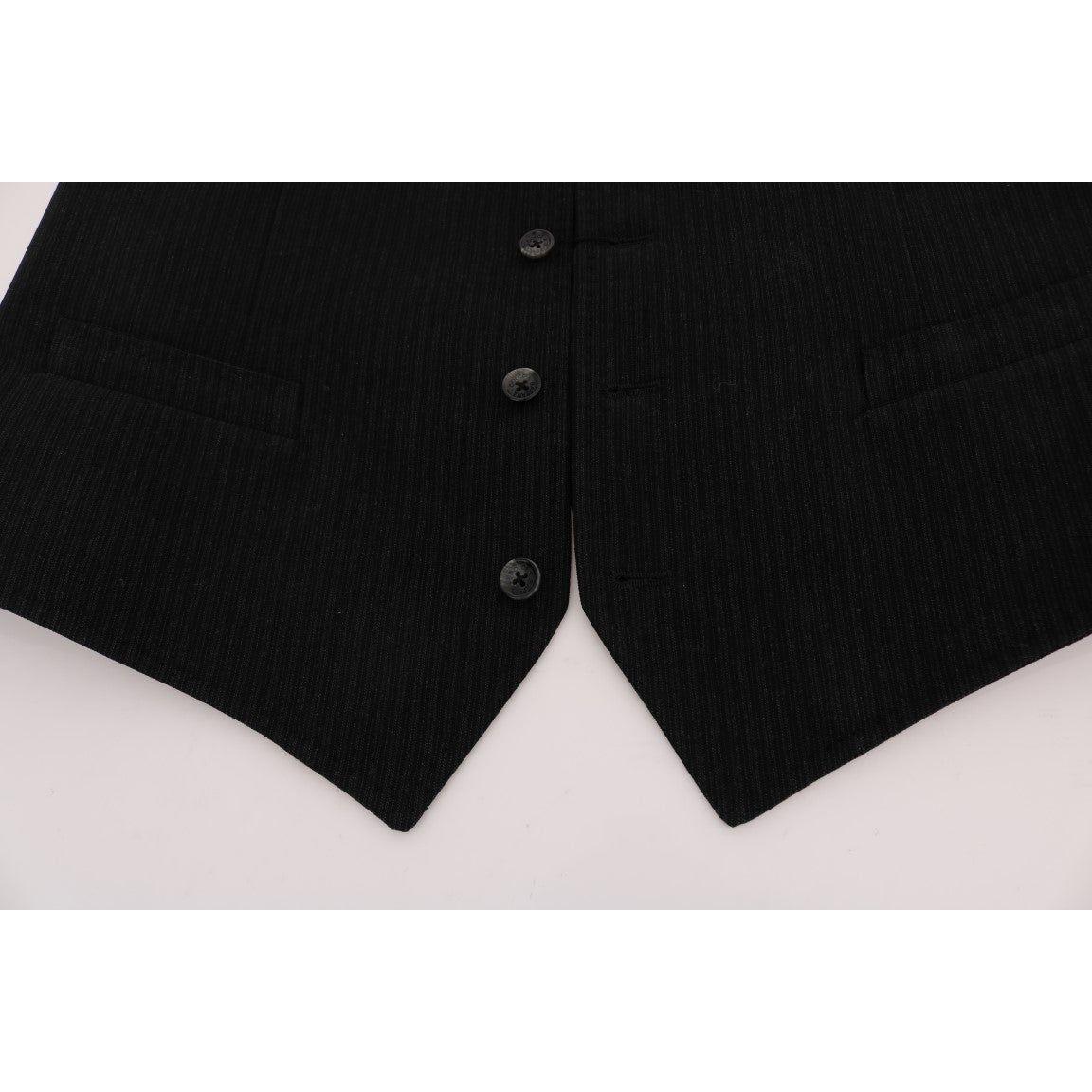 Dolce & Gabbana Elegant Striped Waistcoat Vest Dolce & Gabbana Black