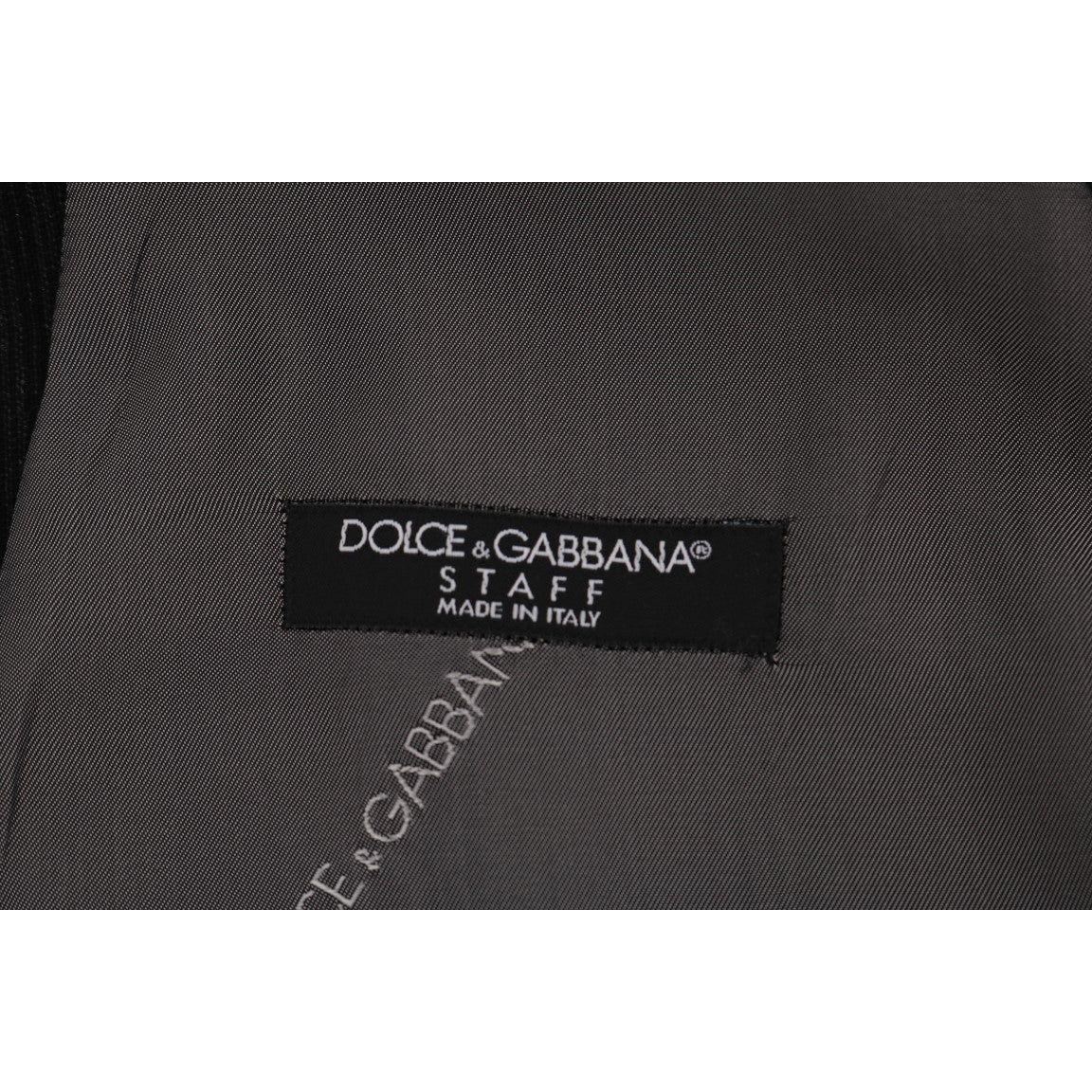 Dolce & Gabbana Elegant Striped Waistcoat Vest Dolce & Gabbana Dark Slate Gray