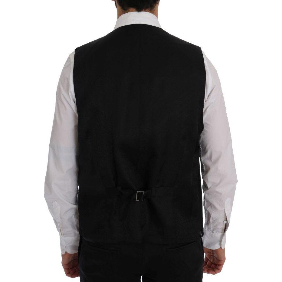 Dolce & Gabbana Elegant Striped Wool Blend Waistcoat Vest Dolce & Gabbana Gray