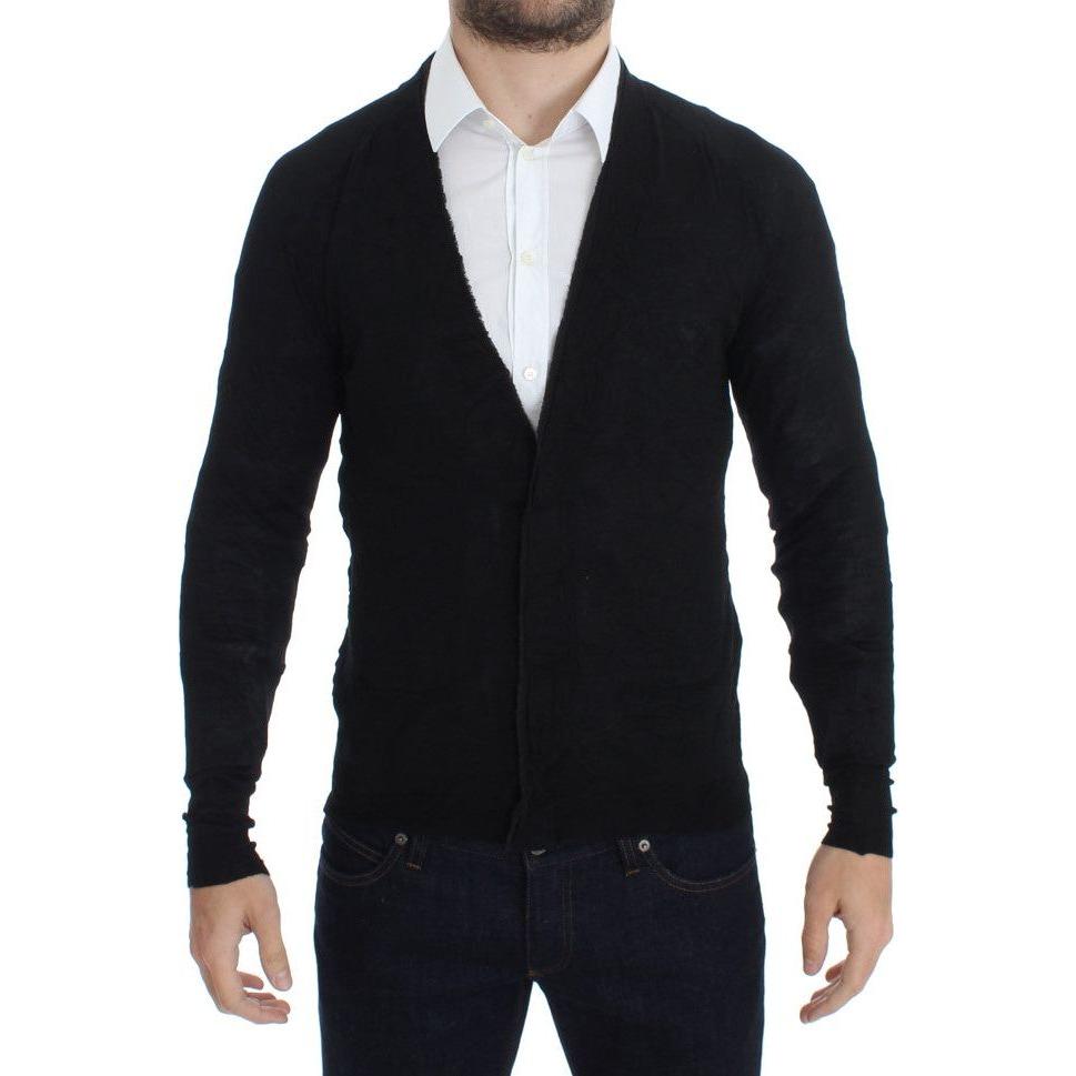 Costume National Elegant Black Merino Wool Cardigan Costume National Black